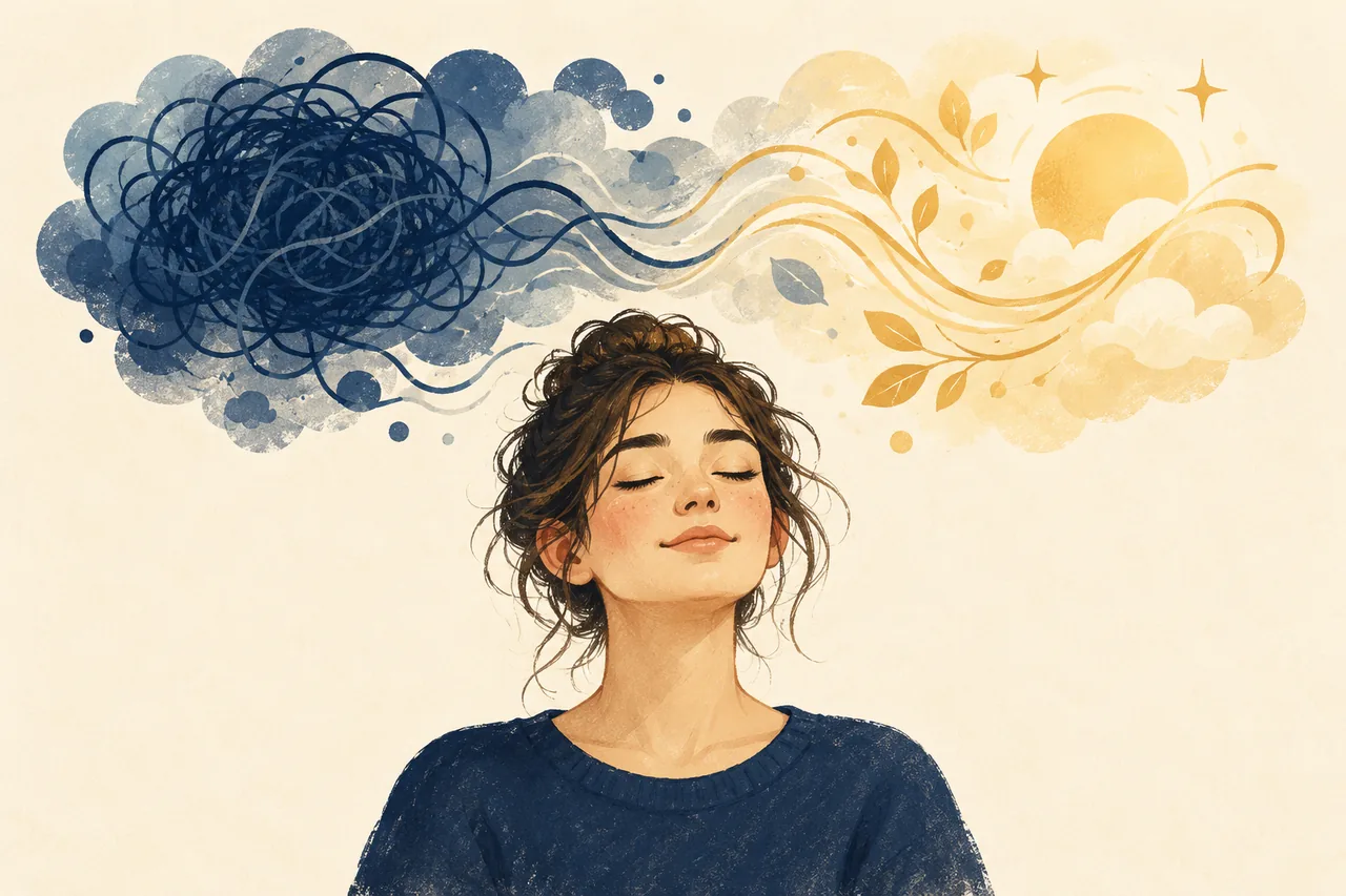 Illustration: Zur Ruhe kommen und Gedanken neu ordnen